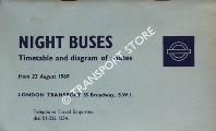 Night Buses - Timetable and Diagram of Routes from 23 August 1969 by London Transport